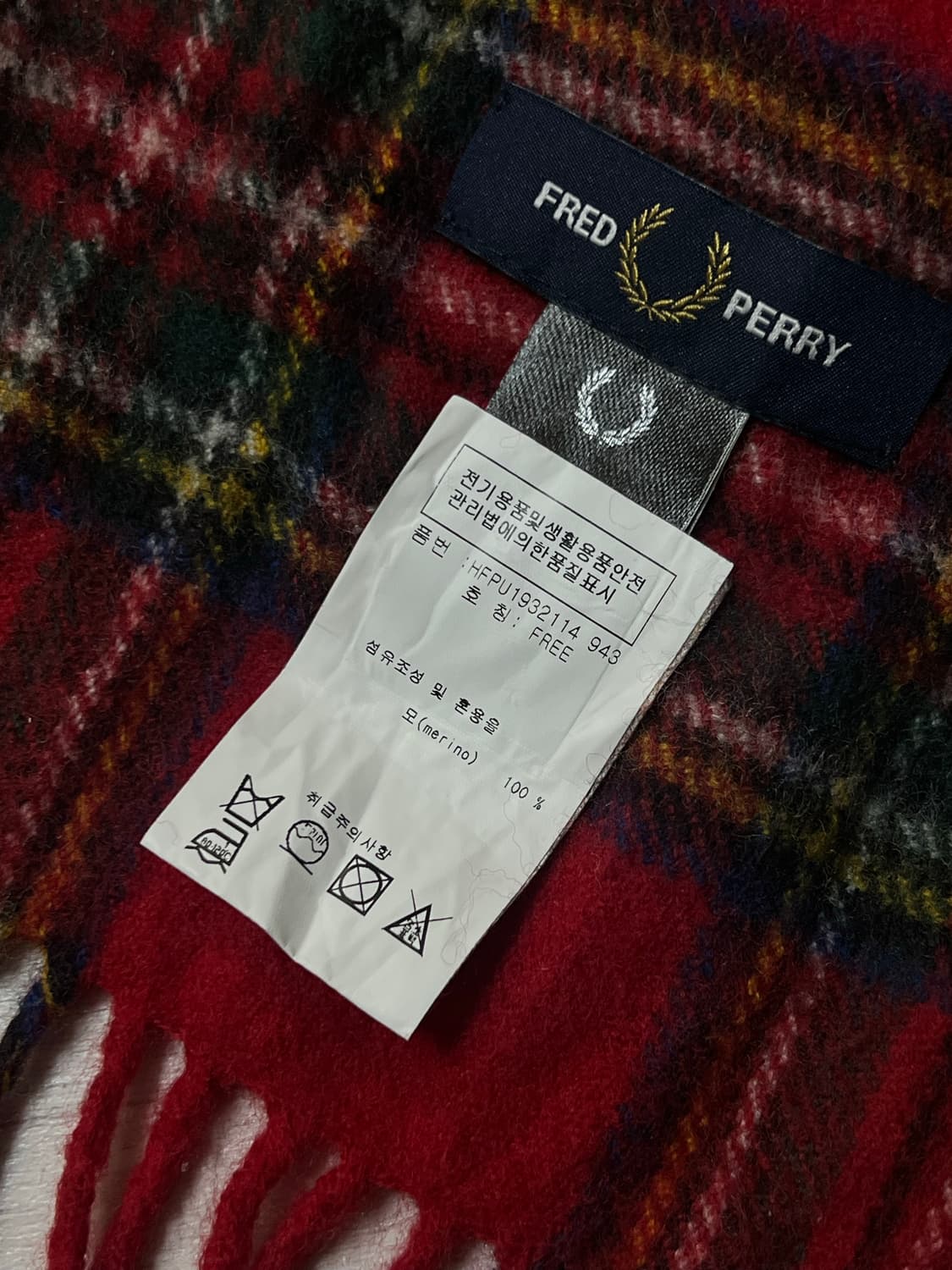 프레드페리 울 체크 머플러 상품이미지3