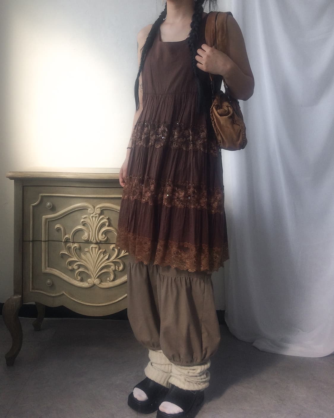 Lace layer point sleeveless onepiece 상품이미지7