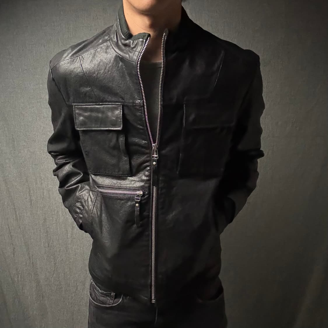 lamb skin pocket leather jacket 상품이미지3