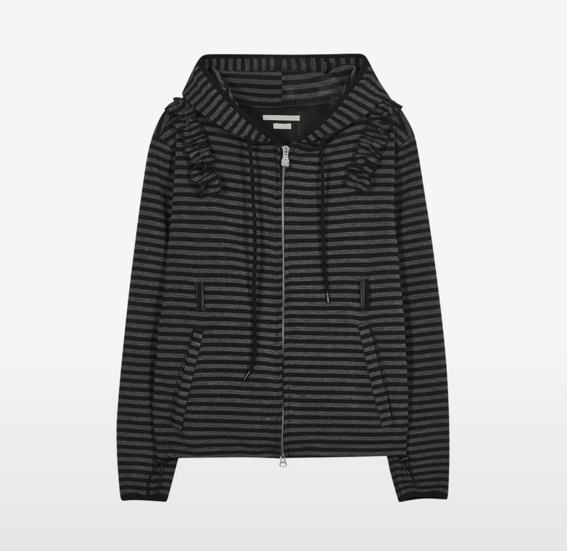 타입서비스 Ruffled Stripe Hoodie 블랙 상품이미지1