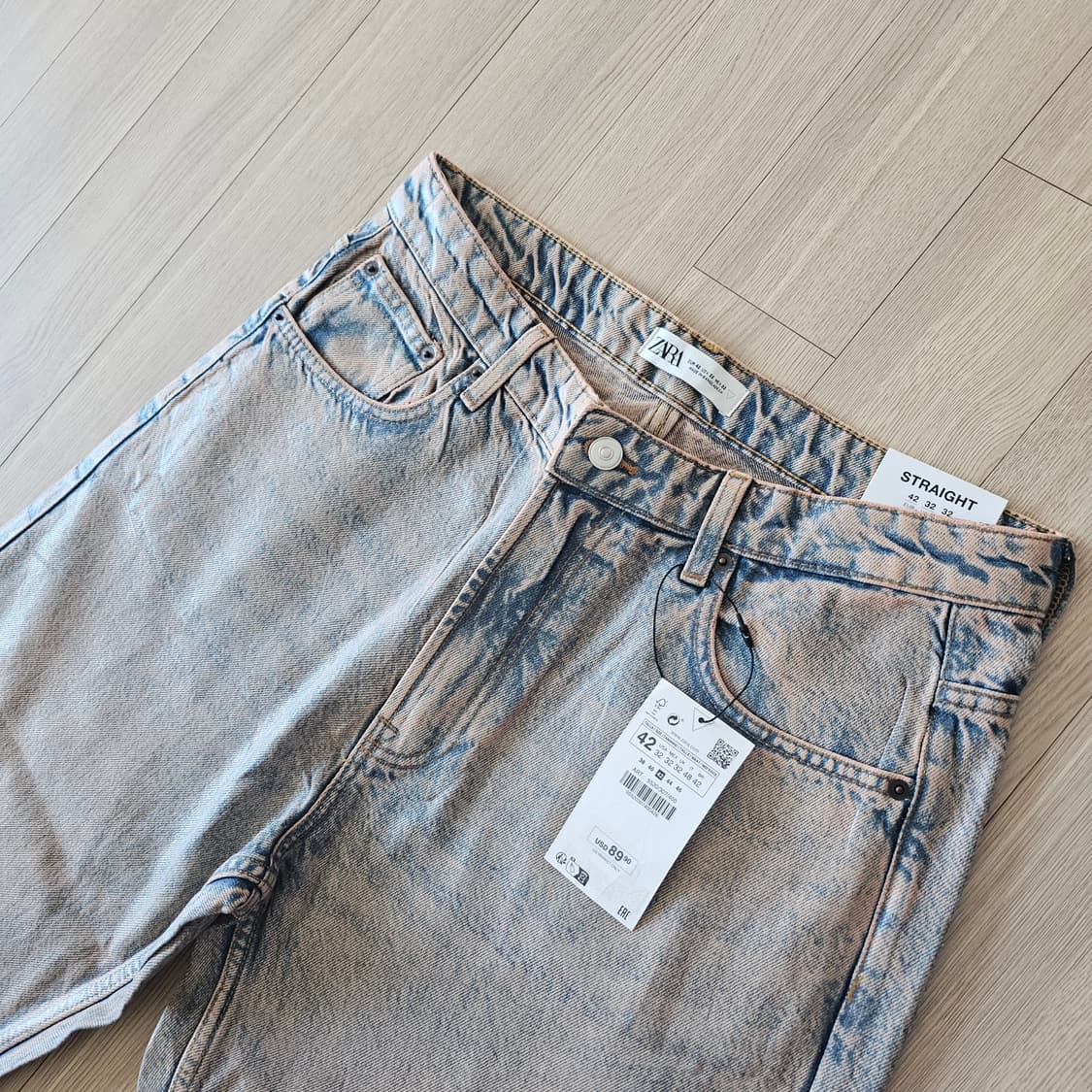 42 새제품) 자라 메탈릭 이펙트 코팅 진 청바지 체감 33 34 43 상품이미지4