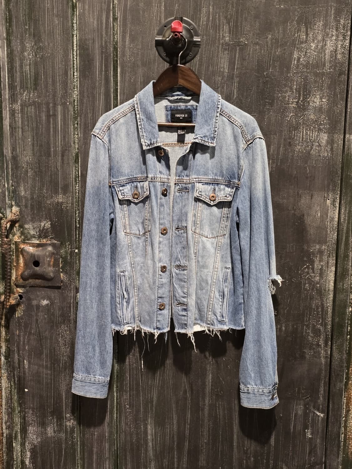 Distressed Denim Trucker Jacket 상품이미지1