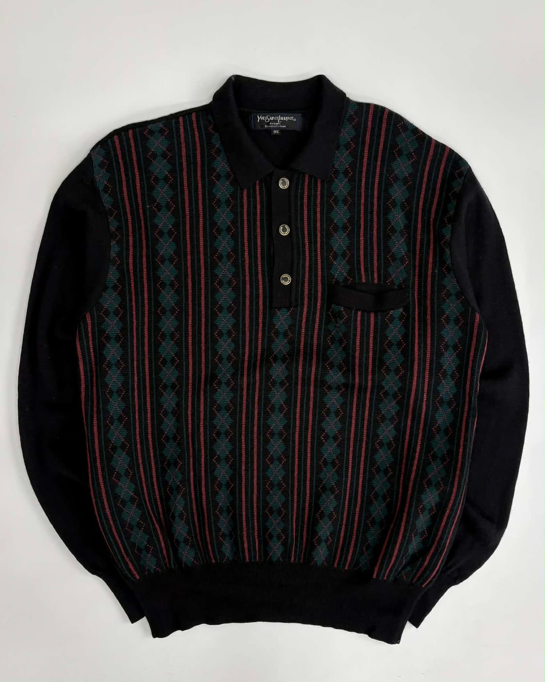 [95] 입생로랑 아가일 멀티 체크 울 니트 스웨터 상품이미지1