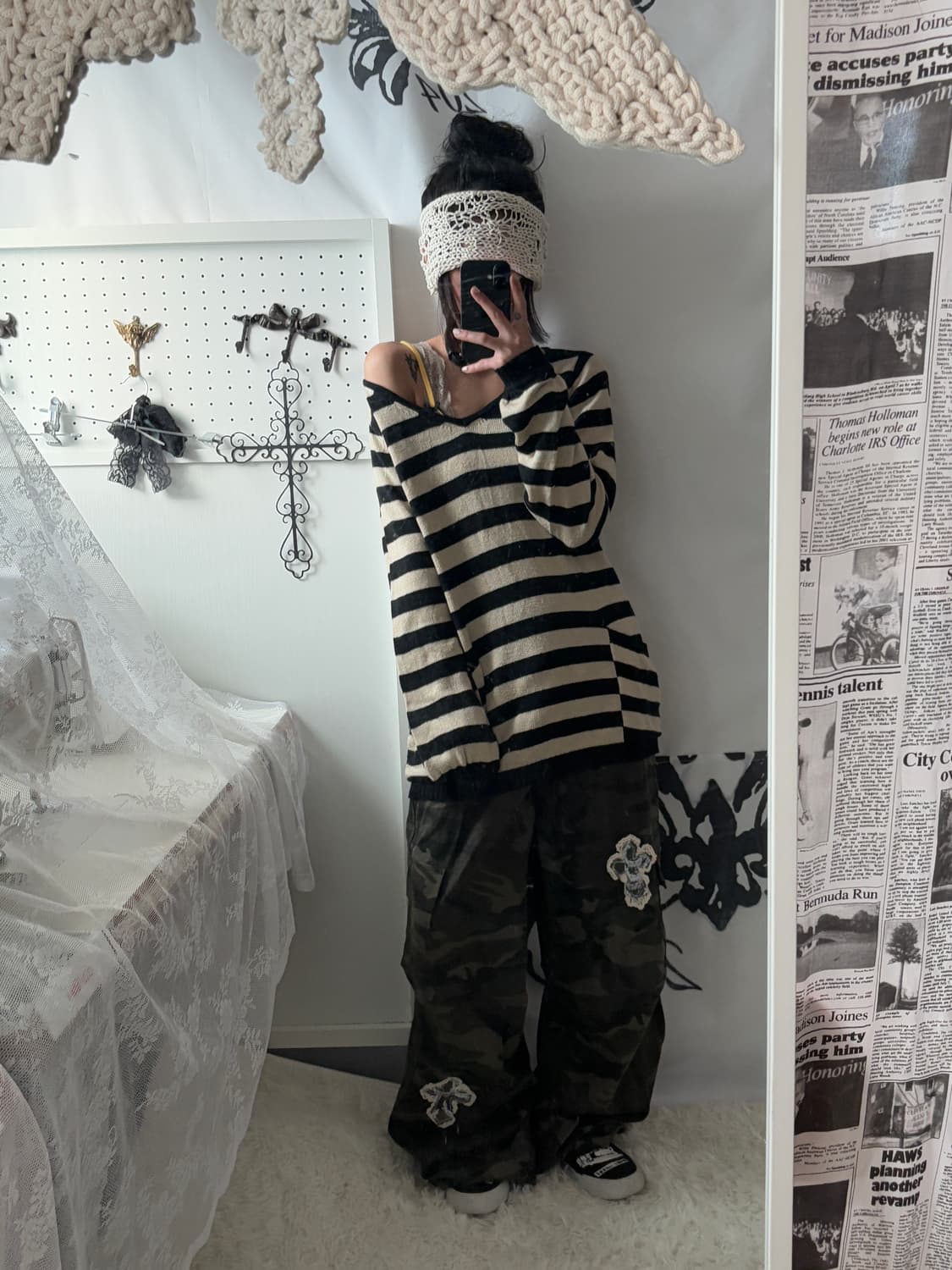 striped pocket loose fit knit 상품이미지4