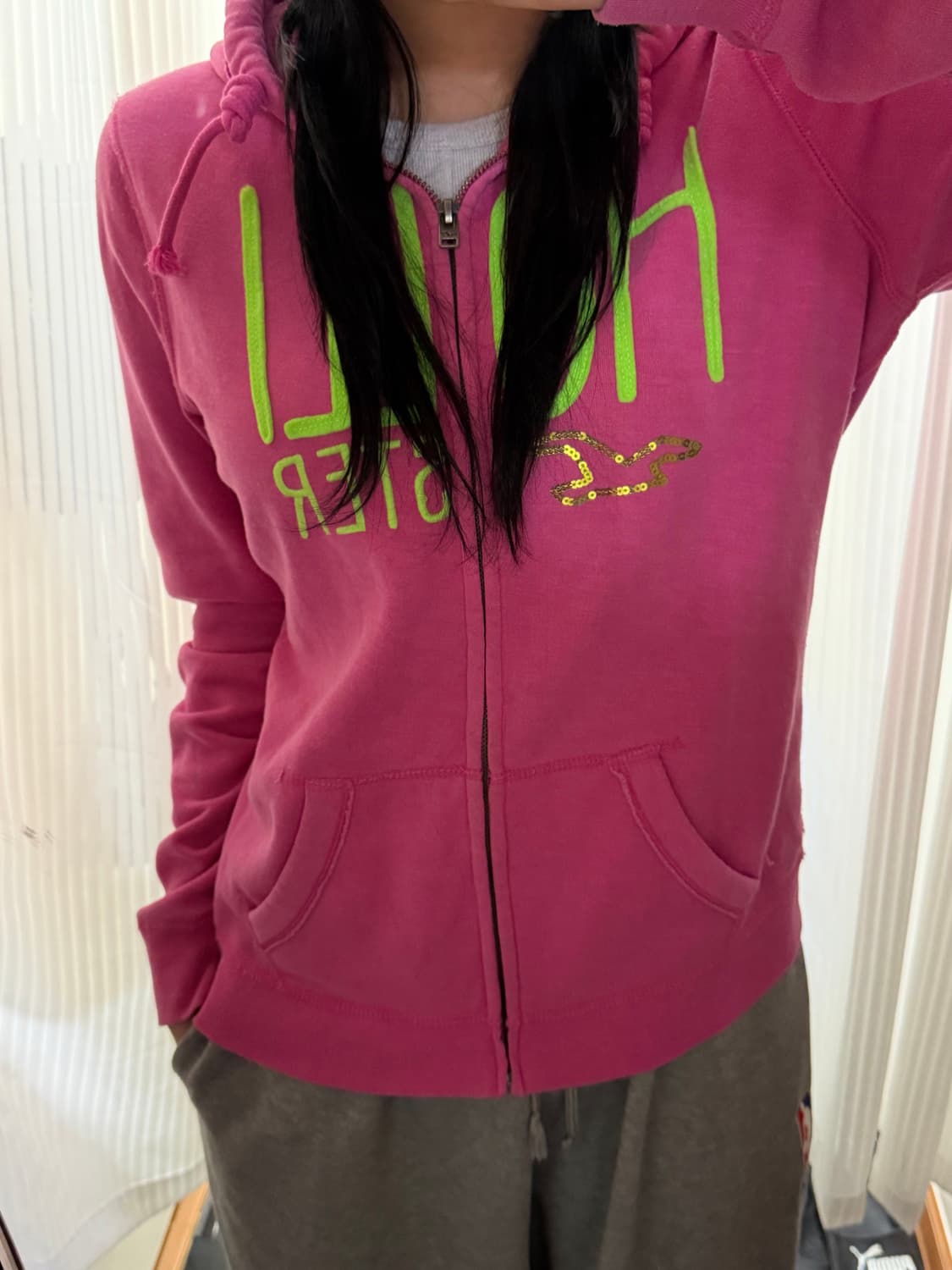 홀리스터 핑크 후드집업 L 상품이미지1