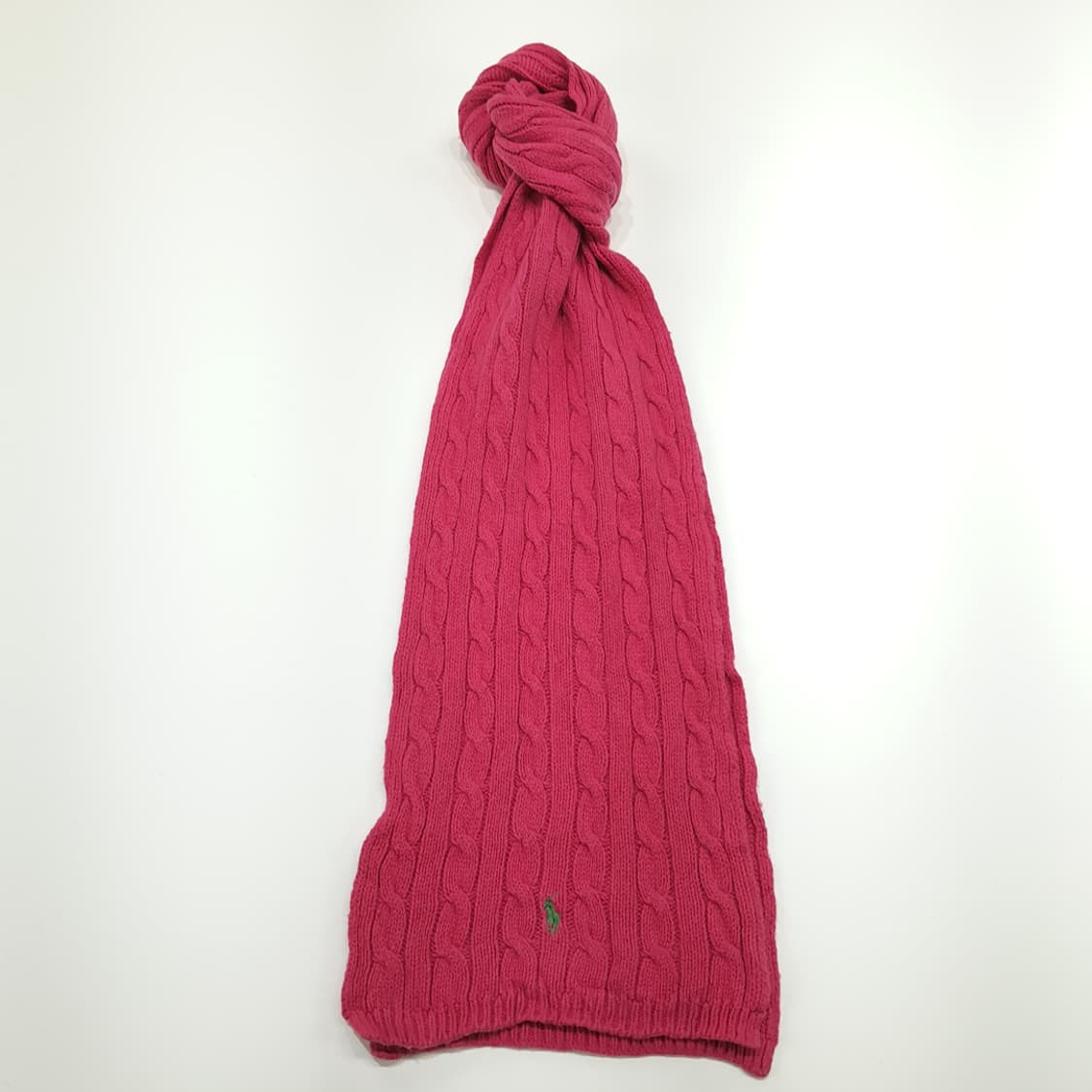 MX284 폴로 랄프로렌 핑크 코튼 울 케이블 니트 목도리 머플러 상품이미지1