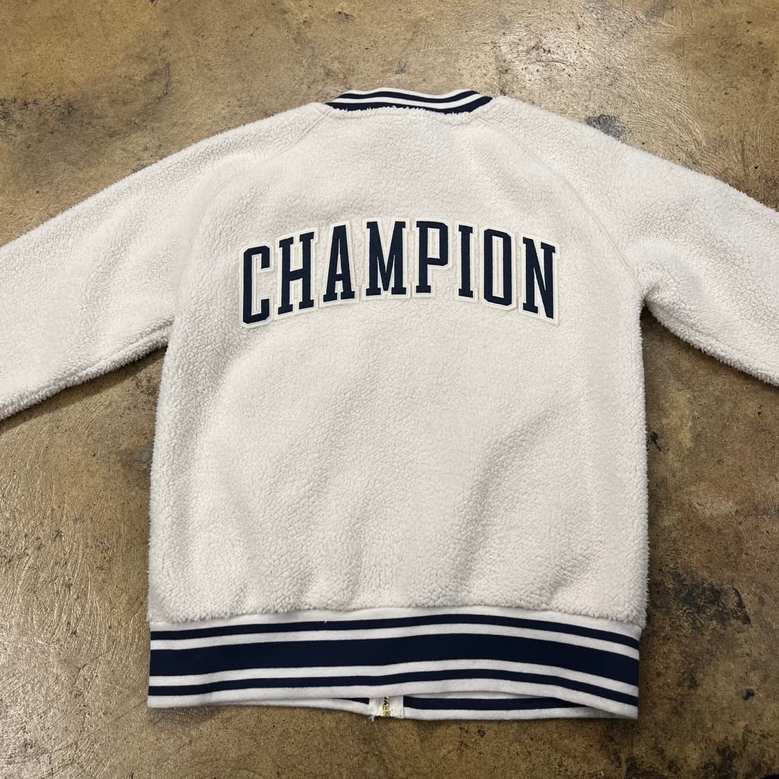 [정품/S] 챔피온 화이트 뽀글이 덤블 집업 자켓 b10 상품이미지4