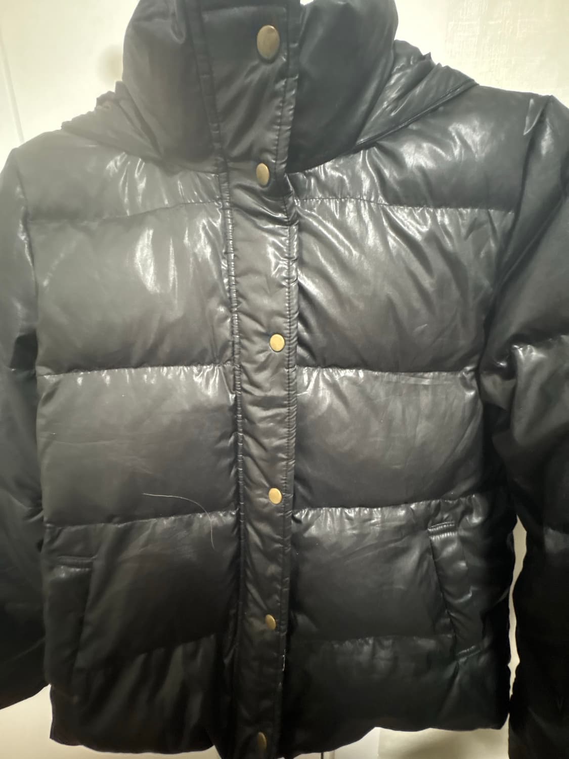 모자ㅇ)Peyton place 빈티지 검정 경량st 패딩 (블랙, 유광) 상품이미지4