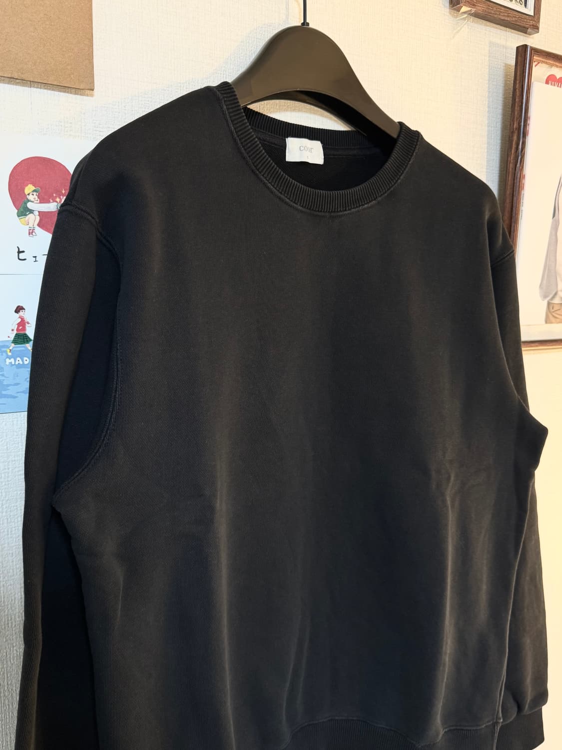 [S]Coor 쿠어 가먼트다잉 맨투맨 블랙 상품이미지2