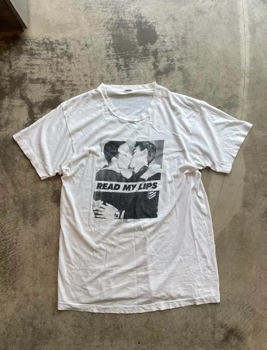 80s Thrashed READ MY LIPS 아트웍 티셔츠 상품이미지1