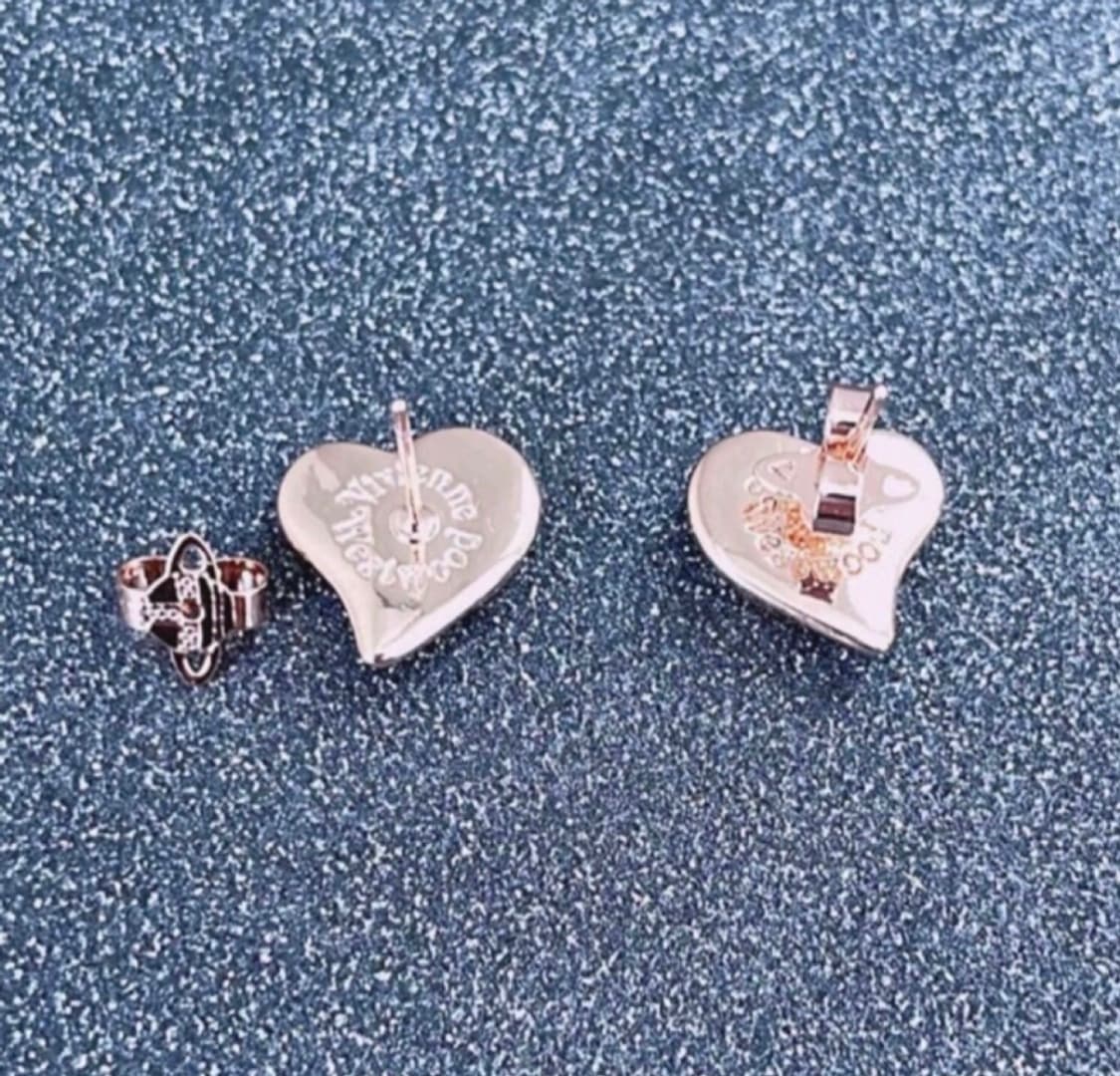 비비안웨스트우드 아카이브 orb 각인 블랙싶버 하트 귀걸이 상품이미지3