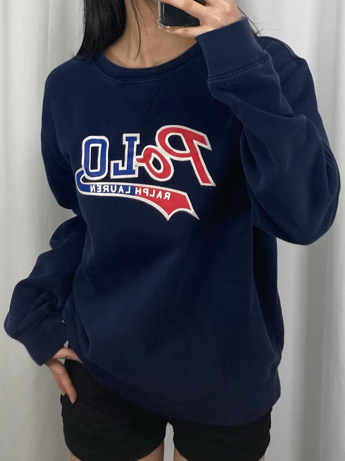 폴로 네이비 빅로고 맨투맨 상품이미지1