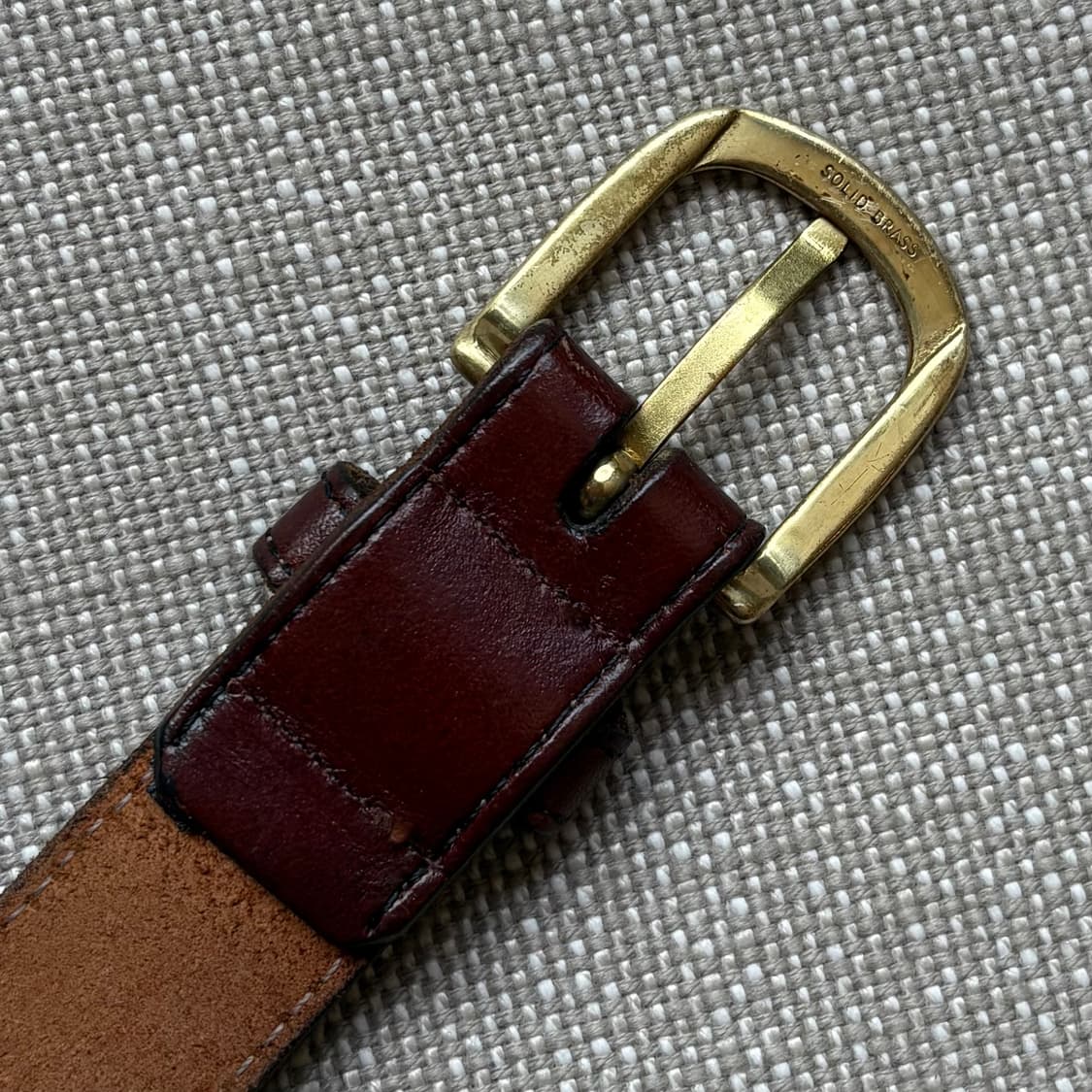 [40] 90s URUGUAY 브라운 레더 솔리드 브라스 버클 벨트 상품이미지8