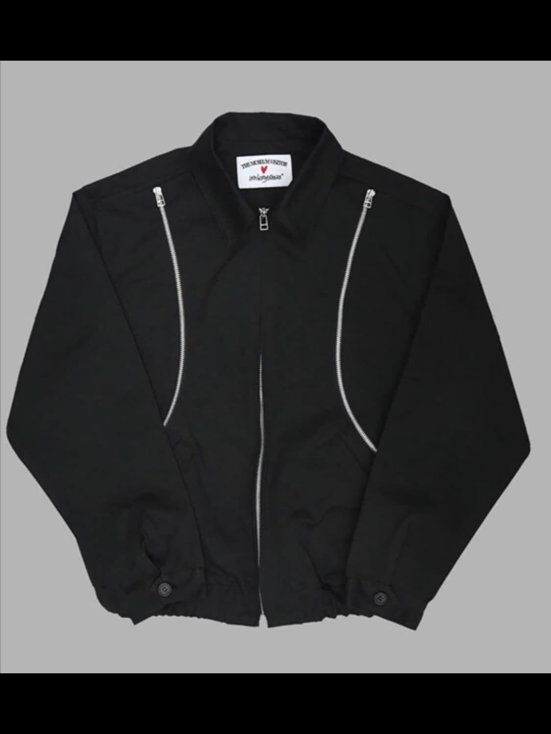 더뮤지엄비지터 플라워 프린트 지퍼 블루종 블랙 L사이즈 상품이미지1