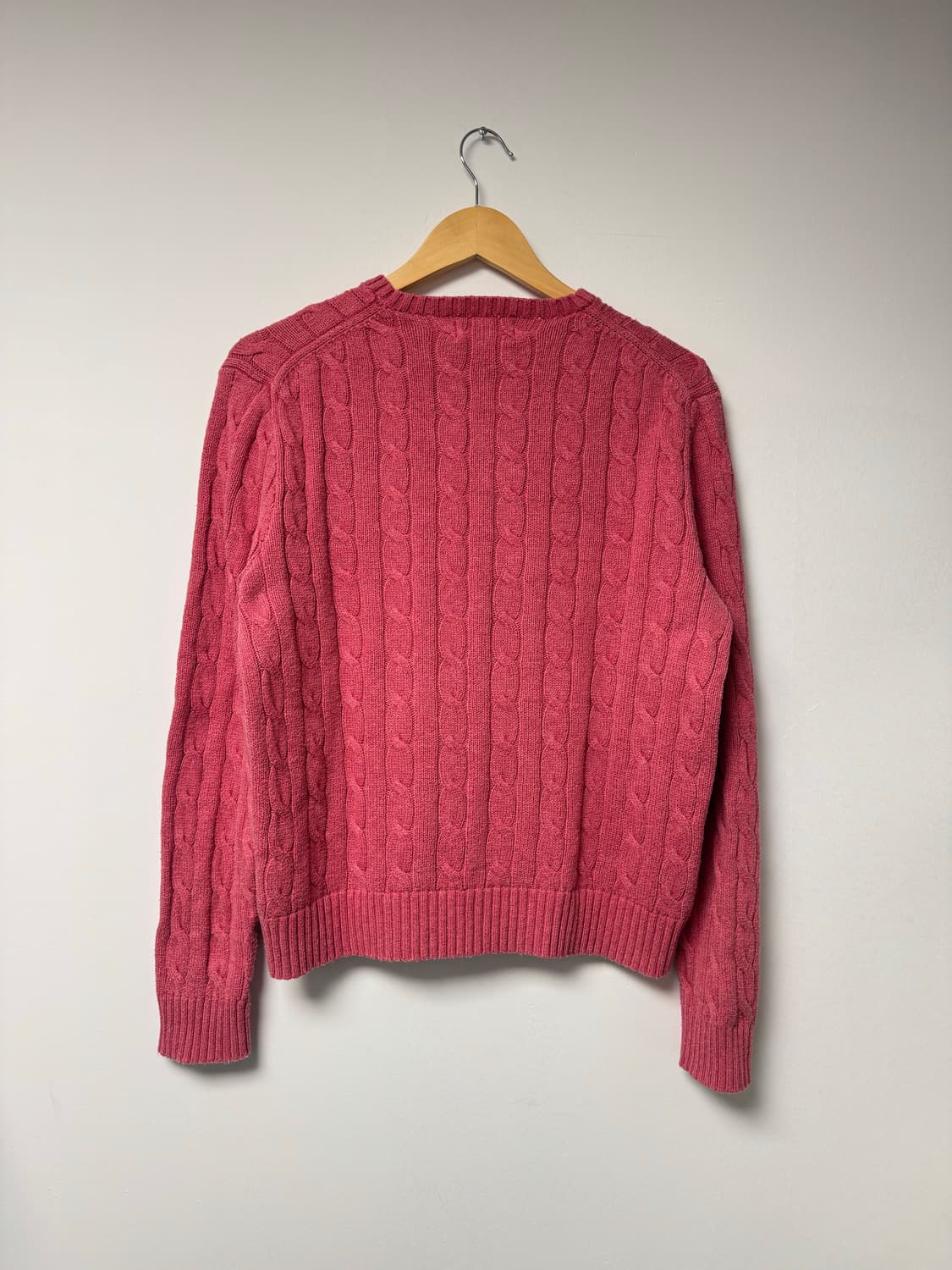 폴로 랄프로렌 빈티지 폴로 케이블 꽈배기 코튼 니트 핑크 M 상품이미지4