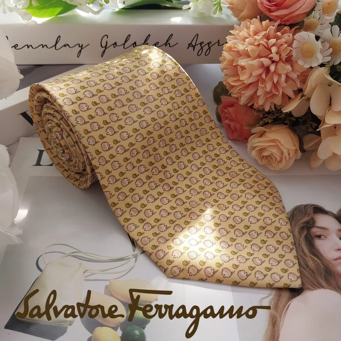 살바토레 페라가모 실크 패턴 넥타이 9.7cm A등급 k2018 상품이미지2