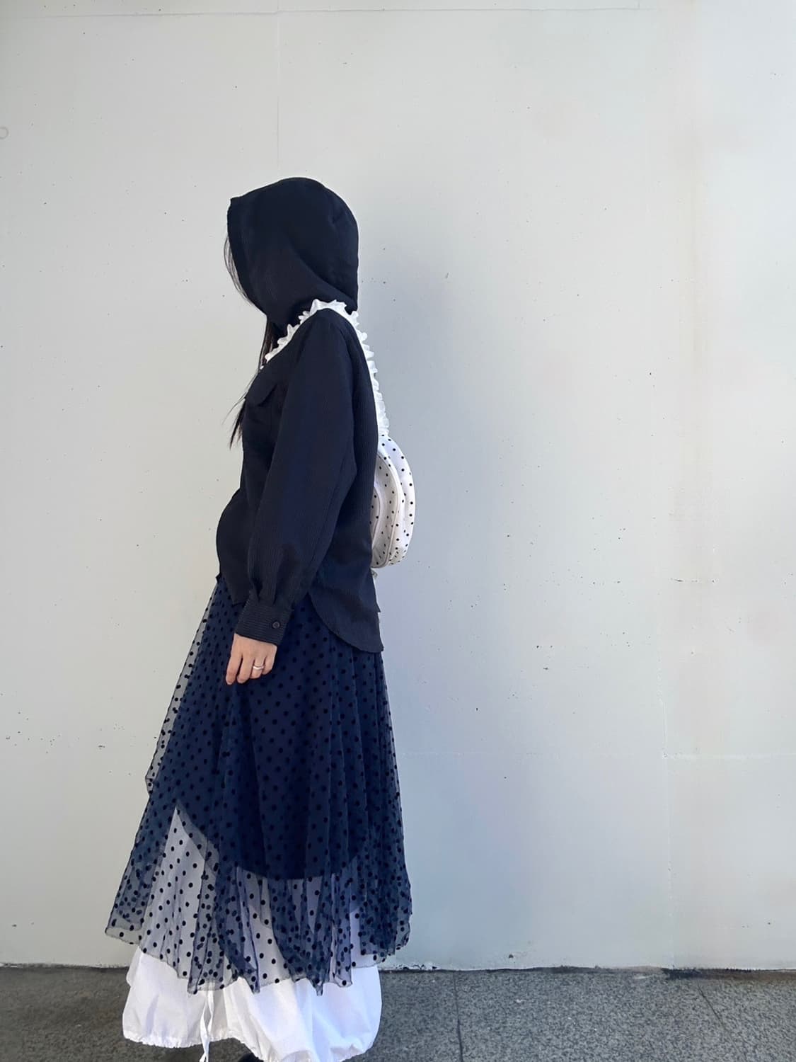 Stripe whimsical hoody top / navy 상품이미지3