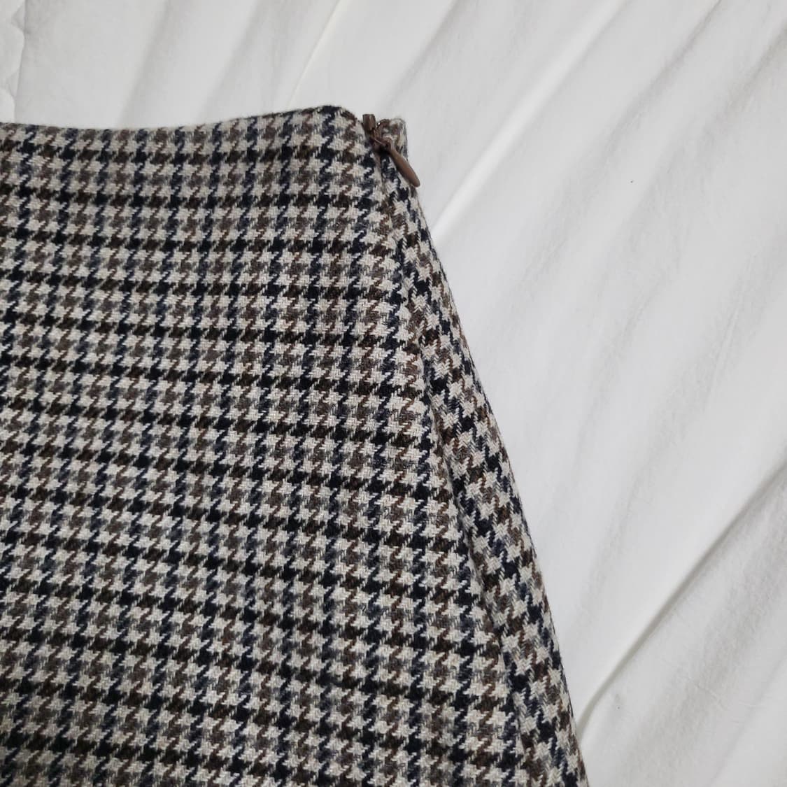 하운드체크 A라인 미니 울 스커트 상품이미지3