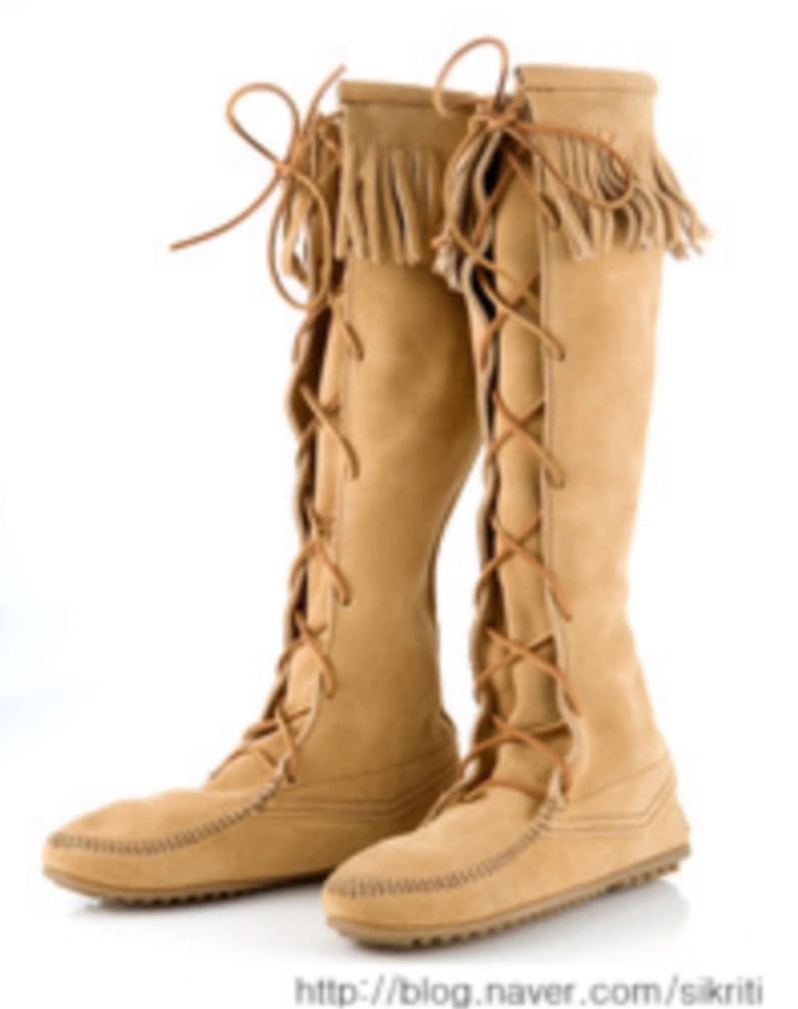 미네통카 웨스턴 프린지 소가죽 레이스업 롱부츠 7 상품이미지1