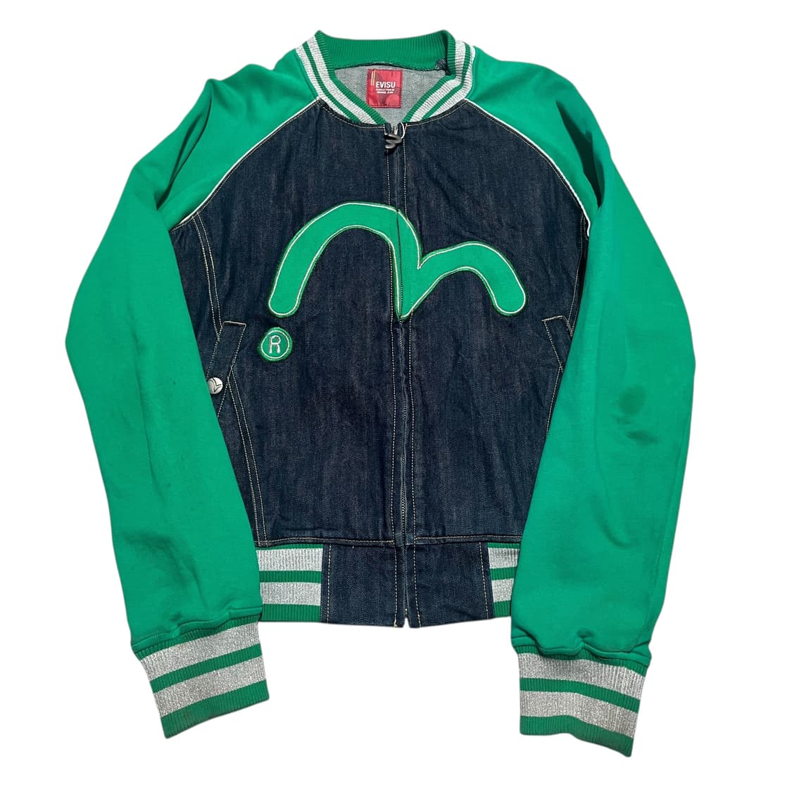 에비수 데님 배색 올드스쿨 빅로고 집업 자켓  상품이미지1