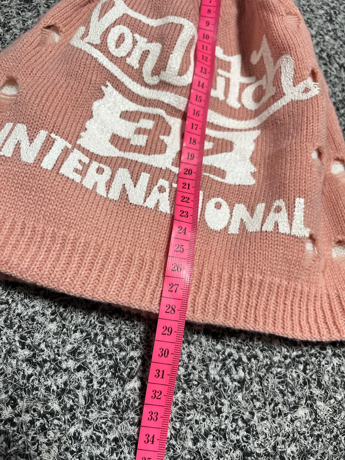 본더치 Von Dutch 데미지 니트 핑크 비니 양면 상품이미지4