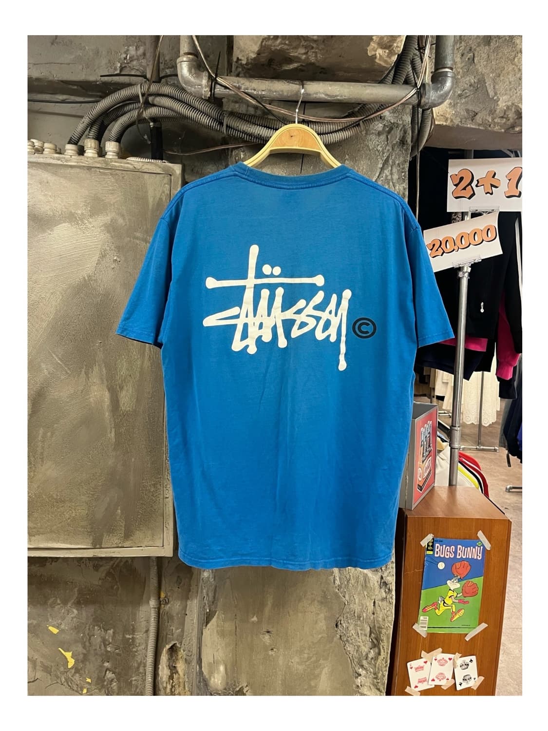 스투시 베이직 로고 반팔티 블루 L #csz3793 상품이미지1