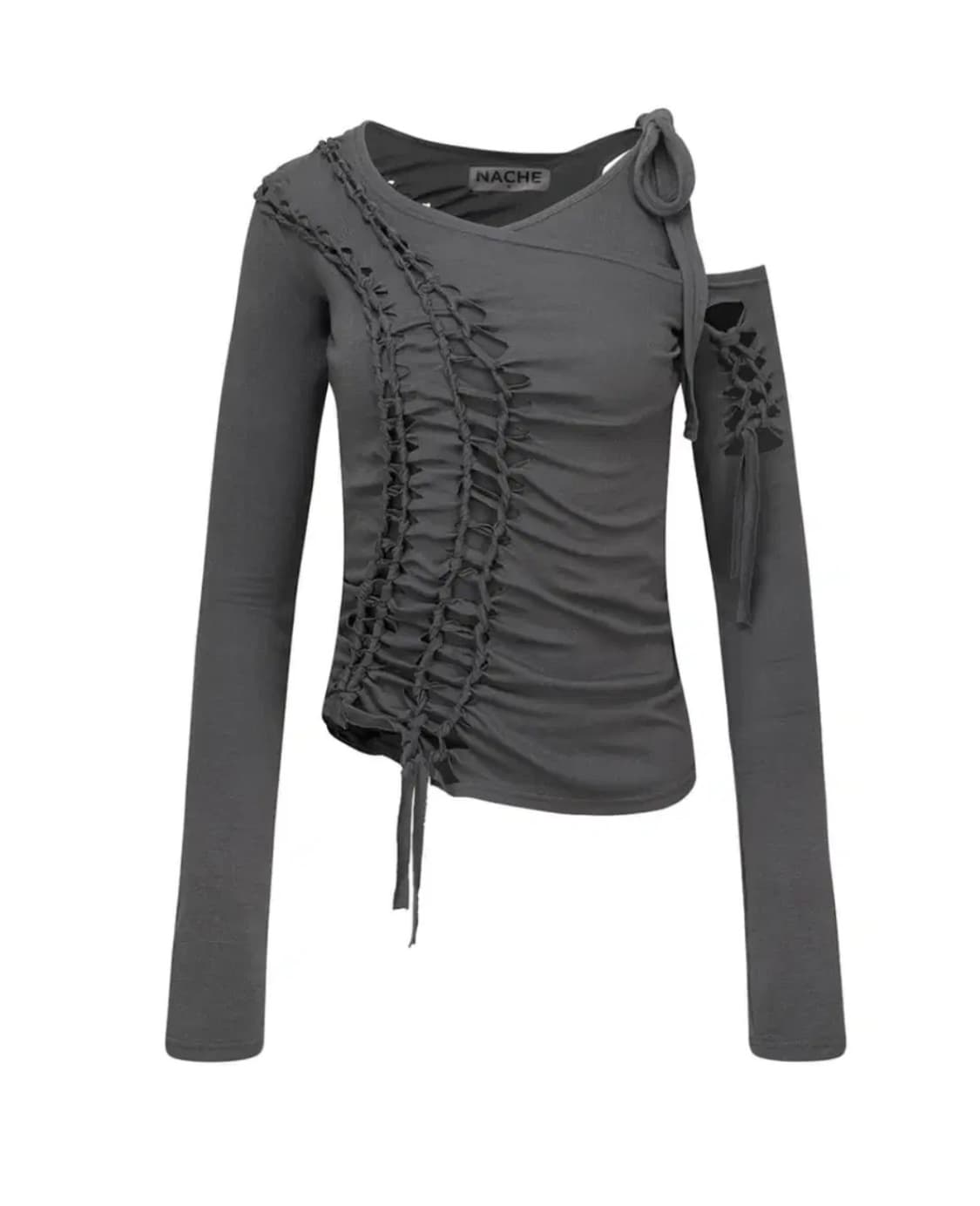 나체 nache 투피스 브레이드 롱슬리브 차콜 상품이미지1