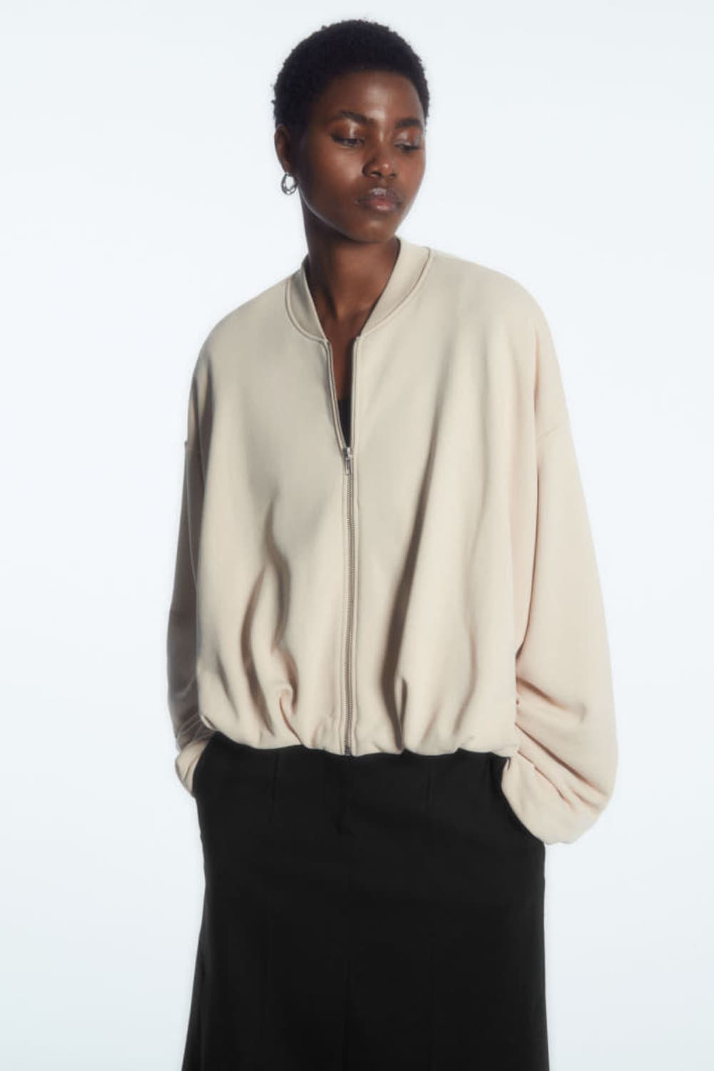 Cos 오버사이즈 저지 보먼 재킷 집업 점퍼 스톤색상 S 상품이미지1