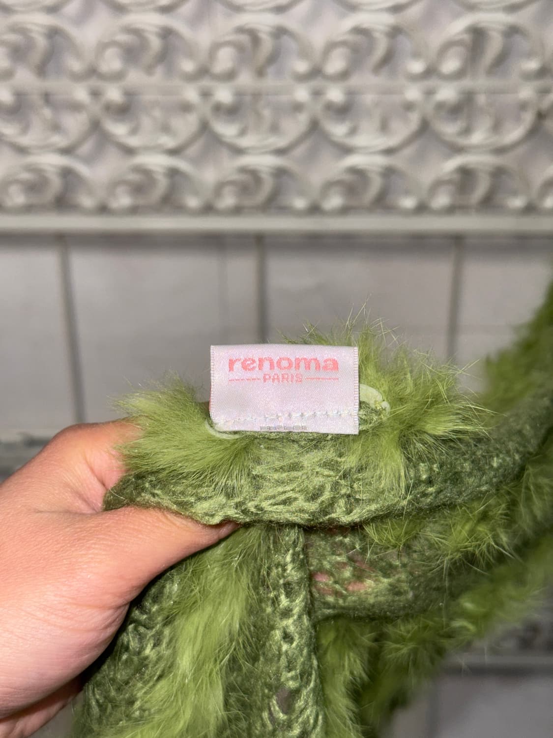Renoma olive rabbit fur trimmed muffler 상품이미지5