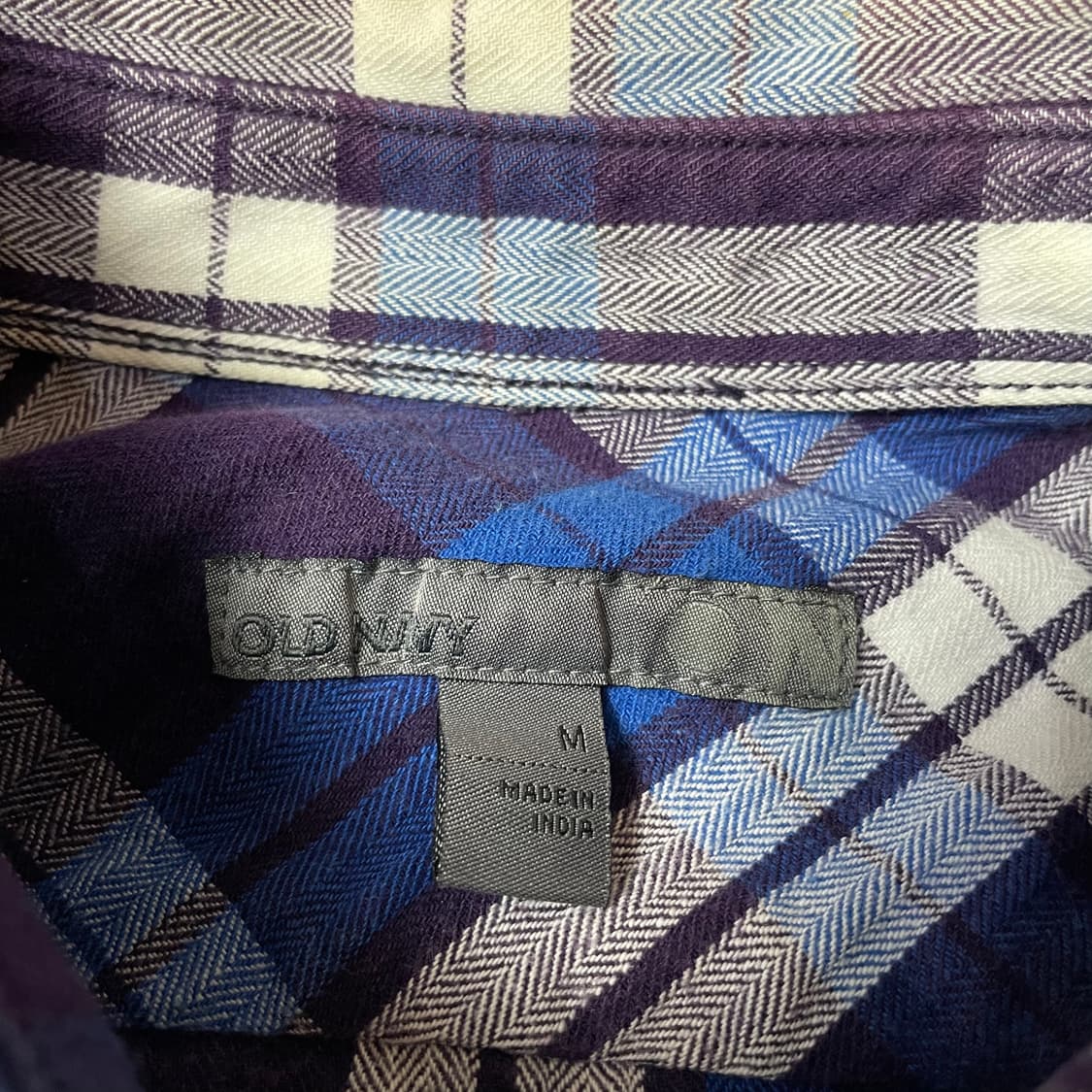 올드네이비 퍼플 블루 체크 긴팔 셔츠 M 상품이미지5