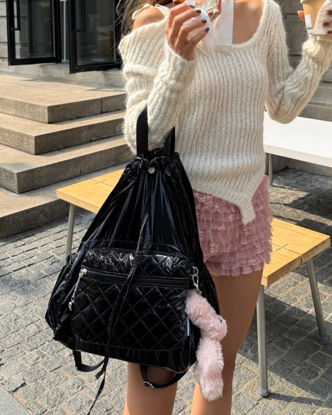 [멜로토리] 멜로 퀼팅 백팩 4way Black 상품이미지3