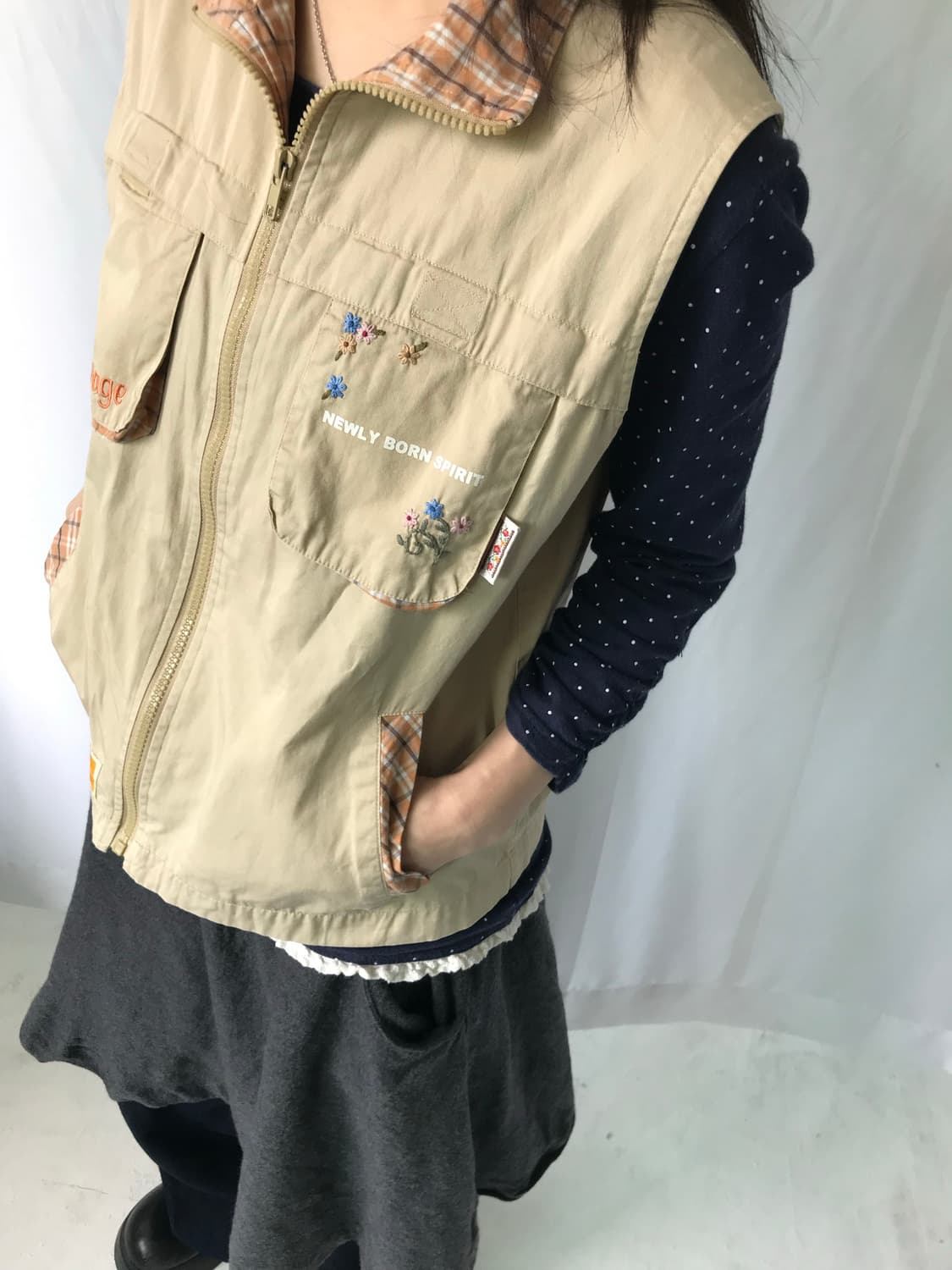 ⊹ Vintage Floral Check Vest 상품이미지2