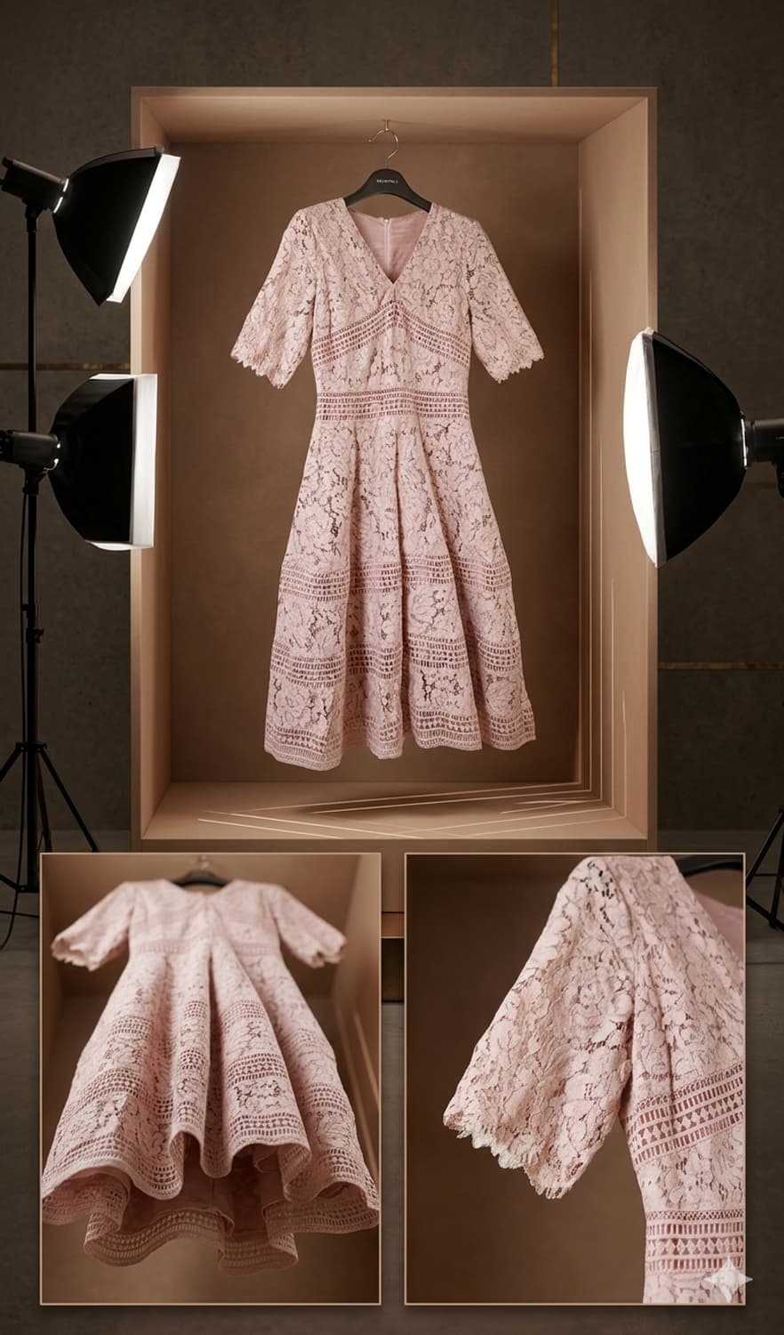 💗하객룩 추천 | 핑크 레이스 브이넥 미디 원피스 55~슬림66 | 날 상품이미지8