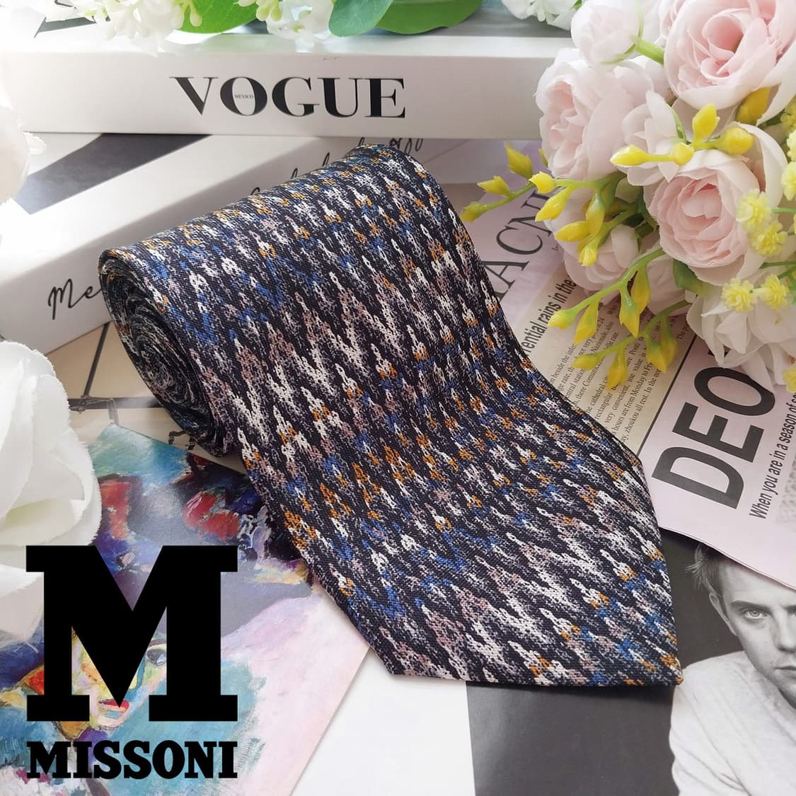 미쏘니 실크 블랙 믹스 패턴 넥타이 9.3cm S~A+등급 K2473
 상품이미지2