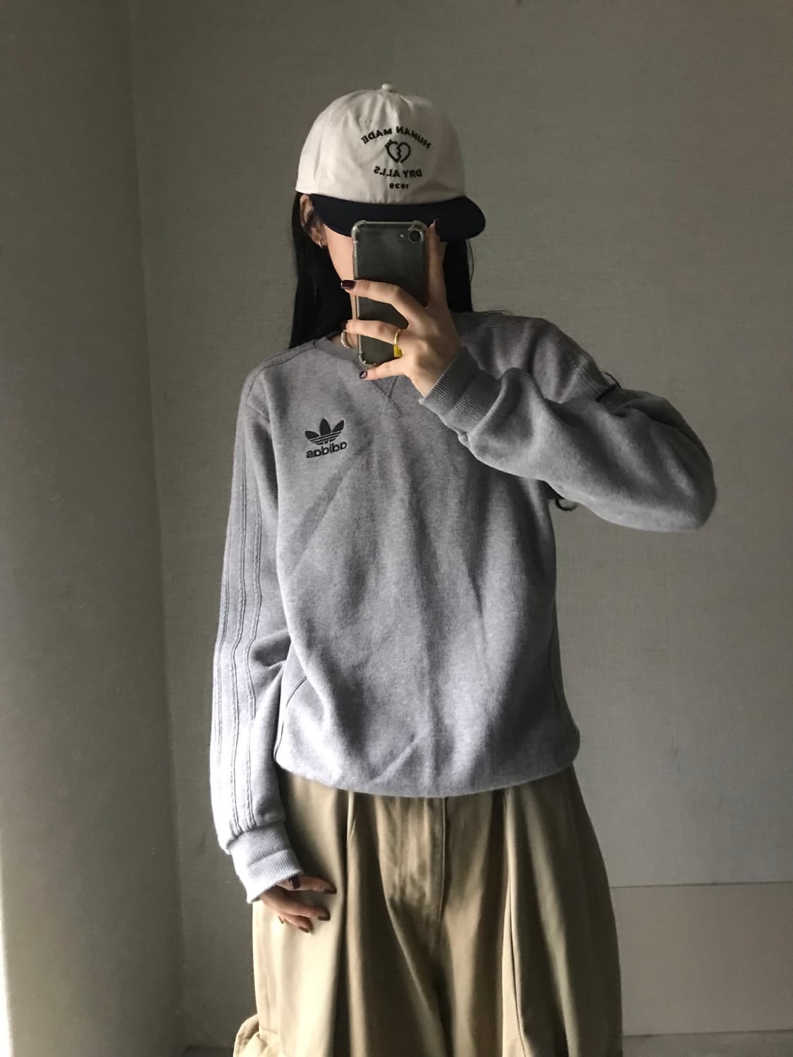 아디다스 그레이 삼선 맨투맨 상품이미지5