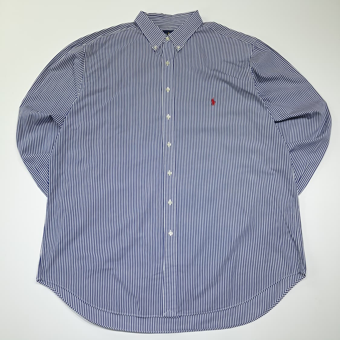 CK132 2XLT 폴로 코튼 로얄블루 스트라이프 레드포니 셔츠 남방 상품이미지1