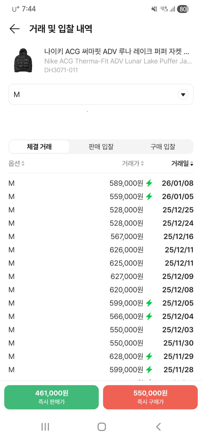 나이키 ACG 써마핏 ADV 루나 레이크 퍼퍼 자켓 블랙 M 패딩 상품이미지7