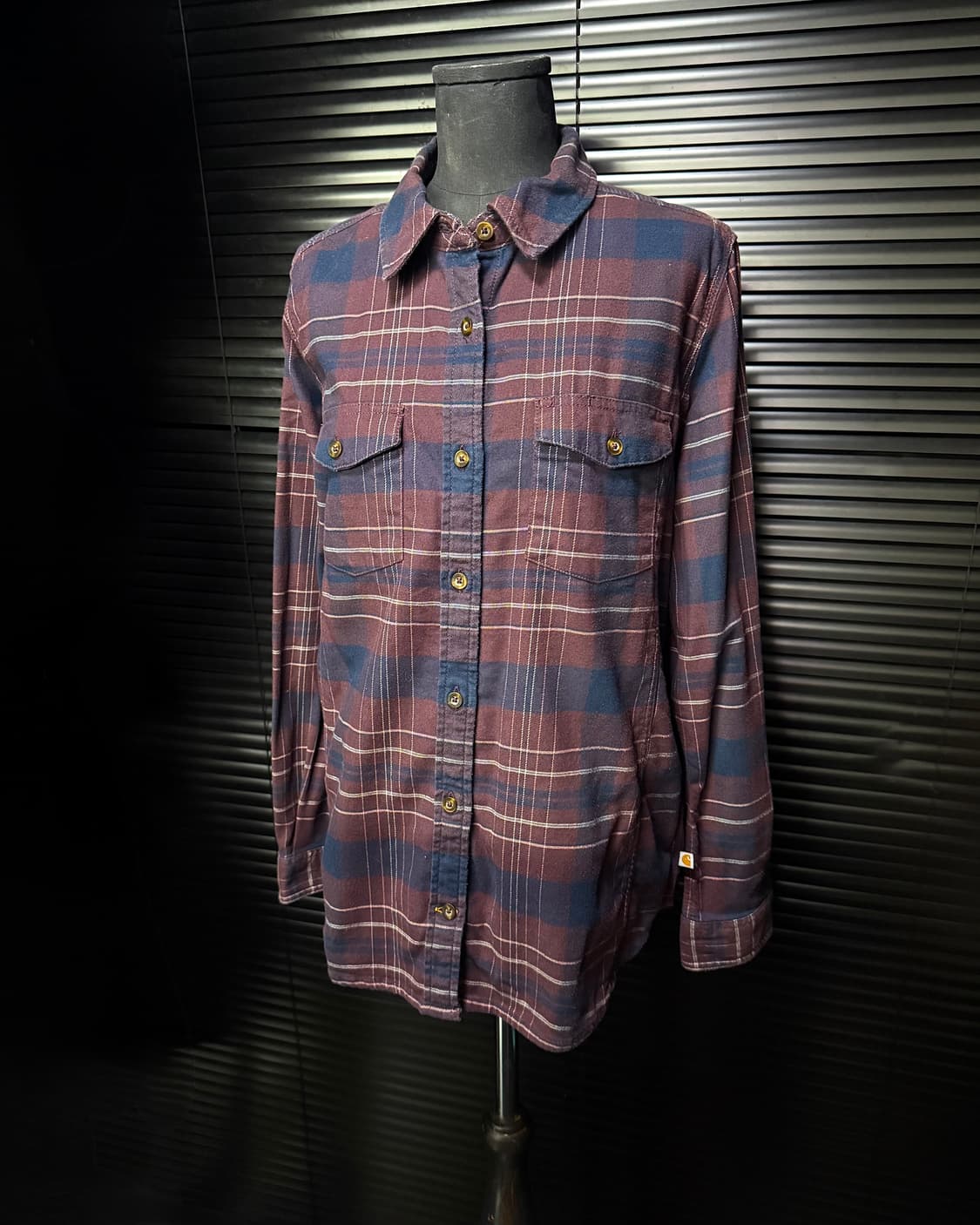 칼하트 2017 fw 자주색 버건디 플란넬 타탄 체크 워크 셔츠 M 95 상품이미지1