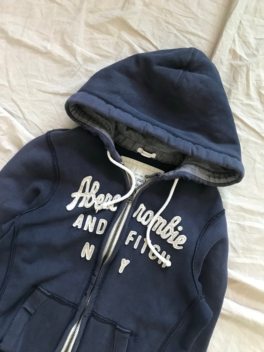 아베크롬비 자수 로고 네이비 헤비 써멀 후드집업 상품이미지6