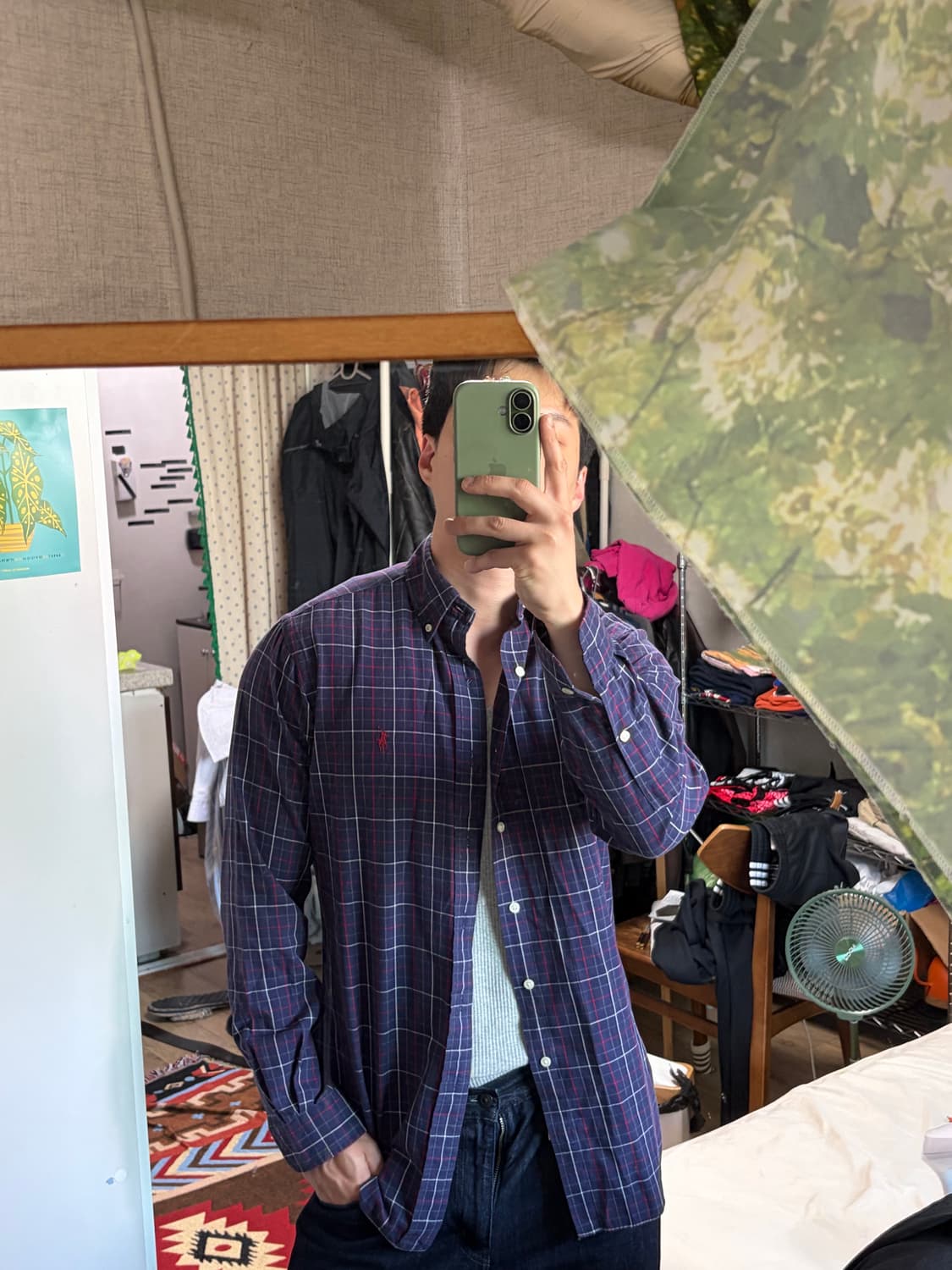폴로 랄프로렌 클래식핏 옥스포드 체크 셔츠 네이비 상품이미지7