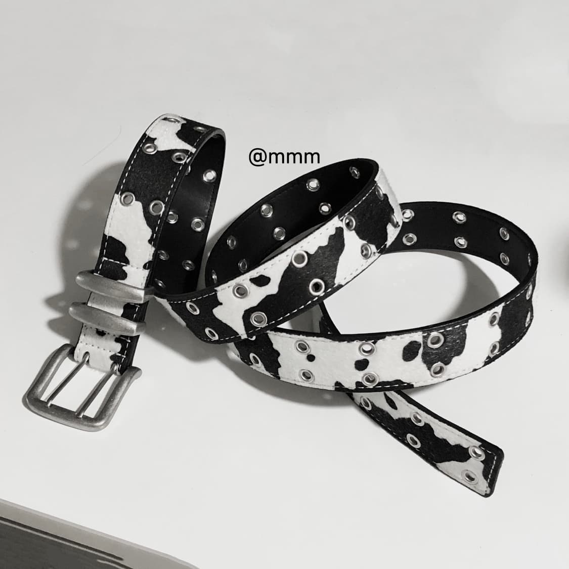 [Unisex] 카우헤어 아일렛 송치털 가죽벨트 상품이미지7