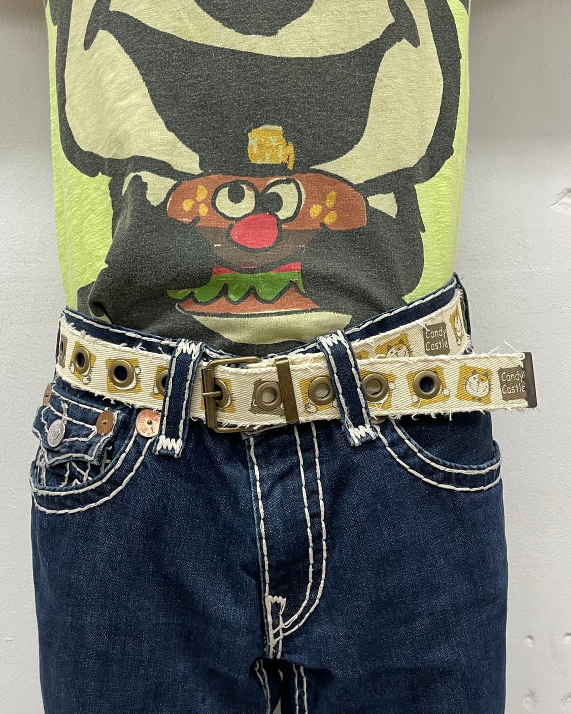 Cat Printed Ivory Cotton Belt 상품이미지2