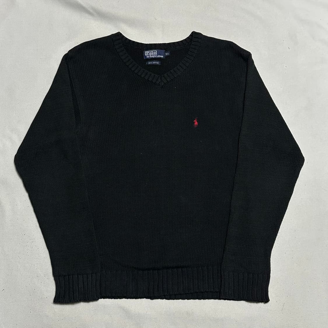 90 폴로랄프로랜 브이넥 코튼 블랙 니트 상품이미지2