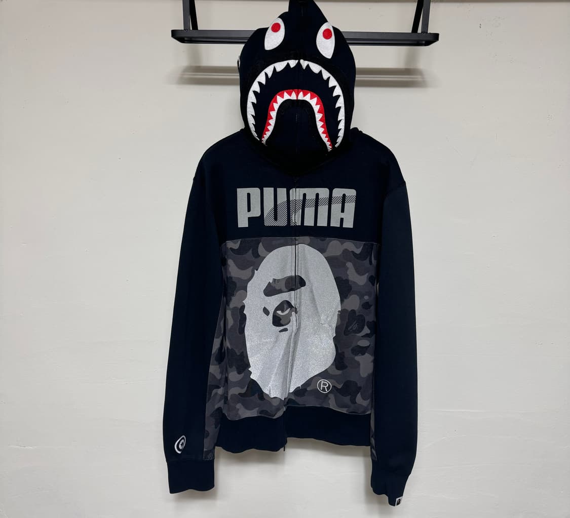 푸마 x 베이프 샤크 후드집업 흑계 M 상품이미지1