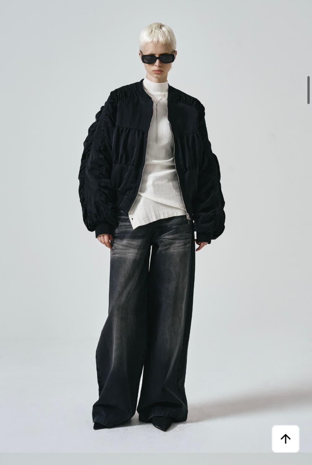 노이어 오버핏 셔링 크롭 블루종 블랙 상품이미지4