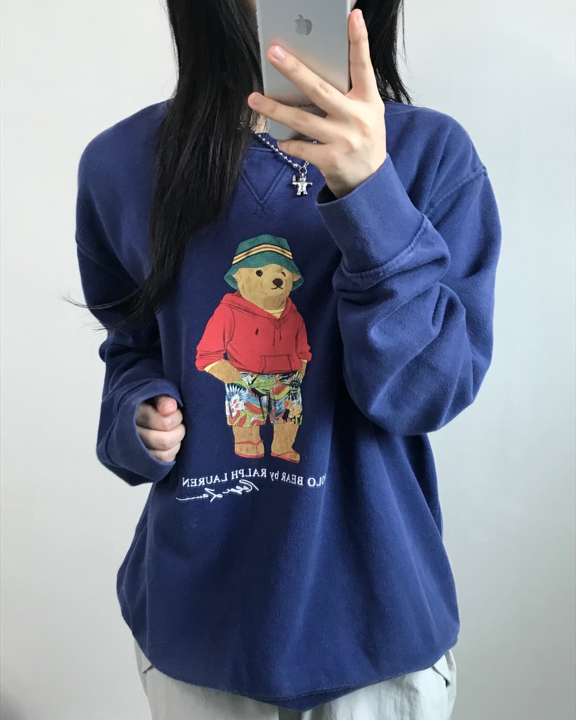 Polo by RalphLauren 폴로 QR라벨 블루 베어 맨투맨 상품이미지1