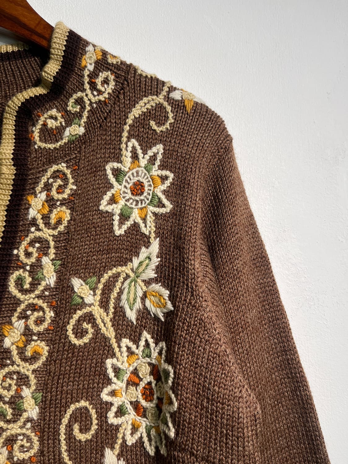 Wool 100% 울 100% 자수 롱 가디건 집업  상품이미지4