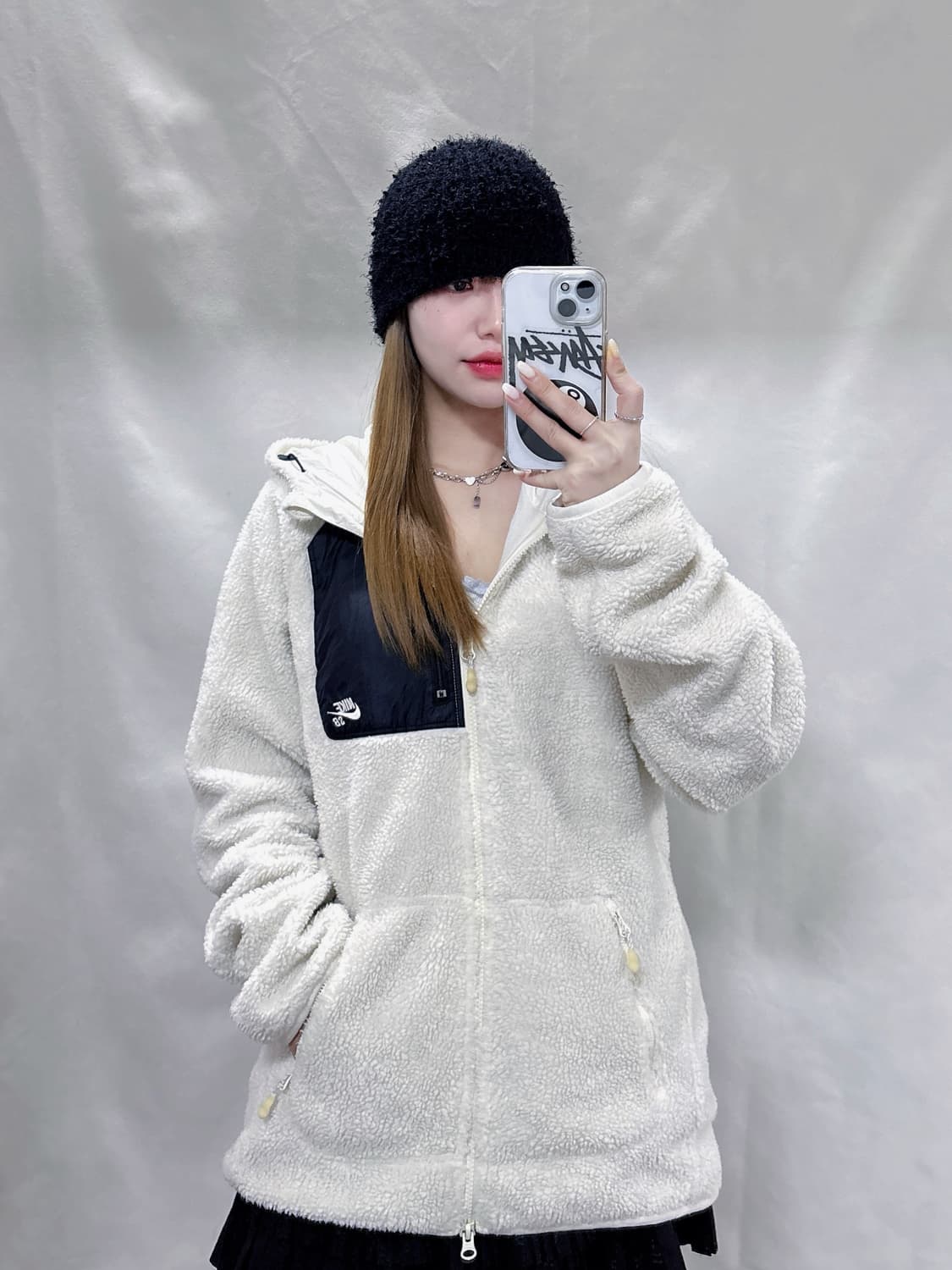 나이키 SB 화이트 후리스 집업  상품이미지1