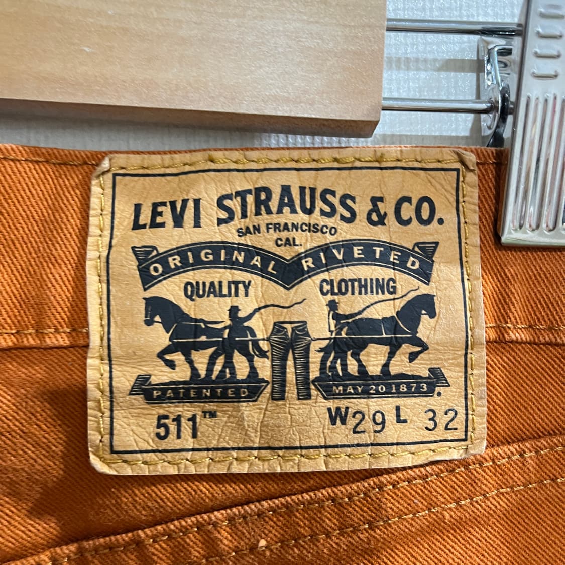 (29/32) 리바이스 511 디스트로이드 주황 데님 진 상품이미지3