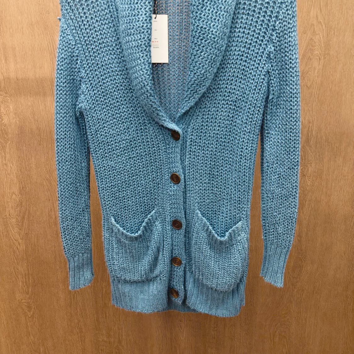 폴로 랄프 로렌 니트 가디건 숄카라 오픈워크 조직 디테일 더스티 블루 상품이미지5